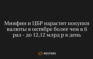 Минфин и ЦБР Нарастят Покупки Валюты в Октябре Более Чем в 6 Раз - До 12,12 Млрд Р в День