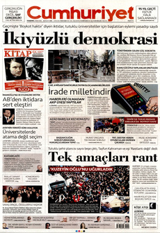 CUMHURİYET 3 Nisan 2025 gazete manşeti