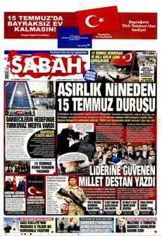 SABAH 15 Temmuz 2025 gazete manşeti