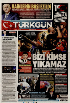 TÜRKGÜN 15 Temmuz 2025 gazete manşeti