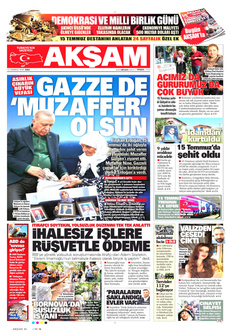 AKŞAM 15 Temmuz 2025 gazete manşeti