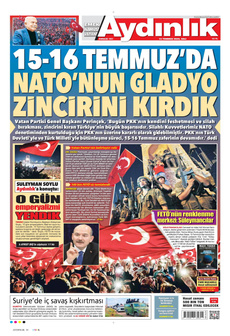 AYDINLIK GAZETESİ 15 Temmuz 2025 gazete manşeti