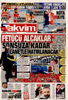 TAKVİM 16 Temmuz 2025 gazete manşeti