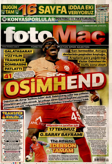 FOTOMAÇ 18 Temmuz 2025 gazete manşeti