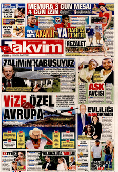 TAKVİM 19 Temmuz 2025 gazete manşeti