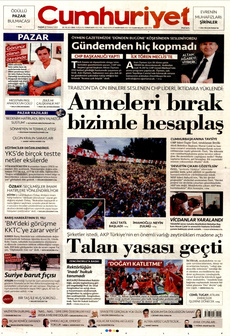 CUMHURİYET 20 Temmuz 2025 gazete manşeti