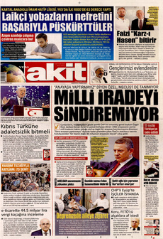 YENİ AKİT 21 Temmuz 2025 gazete manşeti