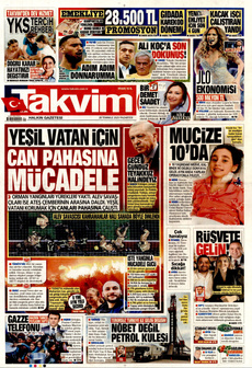 TAKVİM 28 Temmuz 2025 gazete manşeti