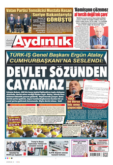 AYDINLIK GAZETESİ 31 Temmuz 2025 gazete manşeti