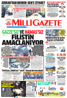 MİLLİ GAZETE 1 Ağustos 2025 gazete manşeti