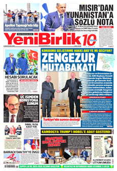 YENİBİRLİK 8 Ağustos 2025 gazete manşeti