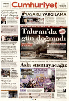 CUMHURİYET 9 Mart 2026 gazete manşeti