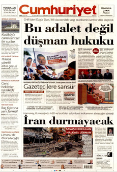 CUMHURİYET 13 Mart 2026 gazete manşeti