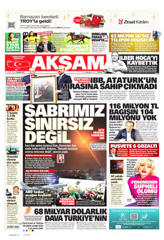 AKŞAM 14 Mart 2026 gazete manşeti