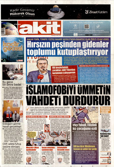 YENİ AKİT 16 Mart 2026 gazete manşeti