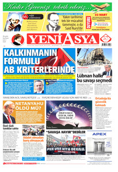 YENİ ASYA 16 Mart 2026 gazete manşeti