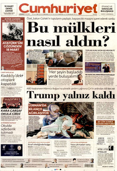 CUMHURİYET 18 Mart 2026 gazete manşeti