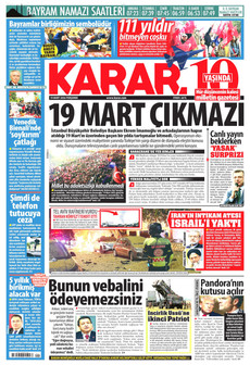 KARAR 19 Mart 2026 gazete manşeti
