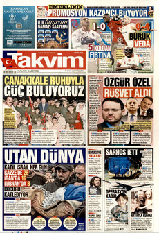 TAKVİM 19 Mart 2026 gazete manşeti