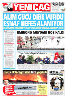 YENİÇAĞ 22 Mart 2026 gazete manşeti