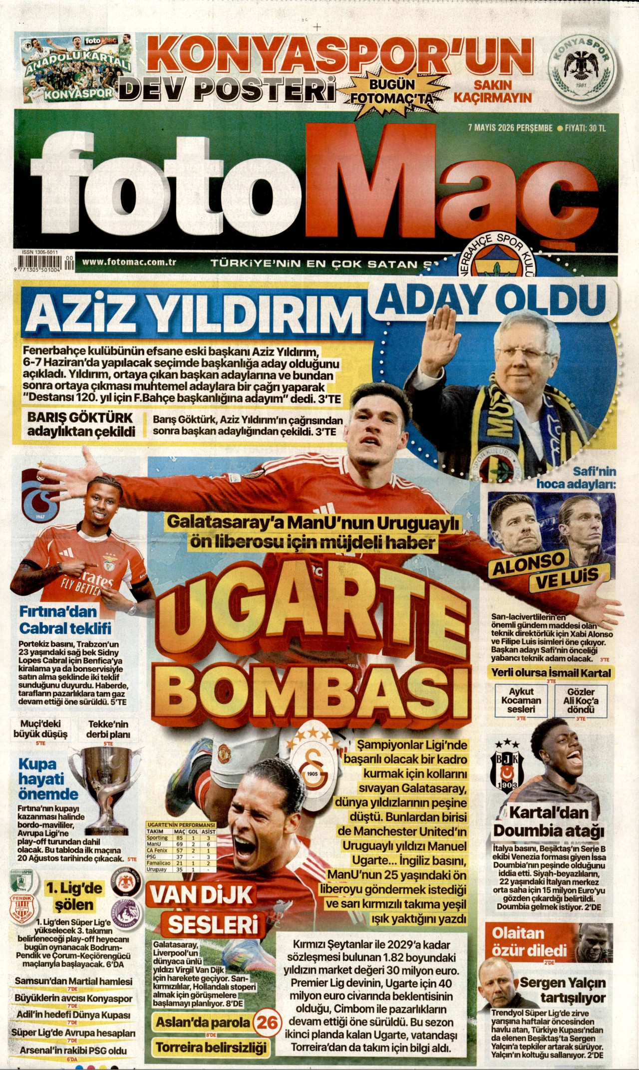 FOTOMAÇ gazetesinin 7 Mayıs 2026 tarihli birinci sayfası