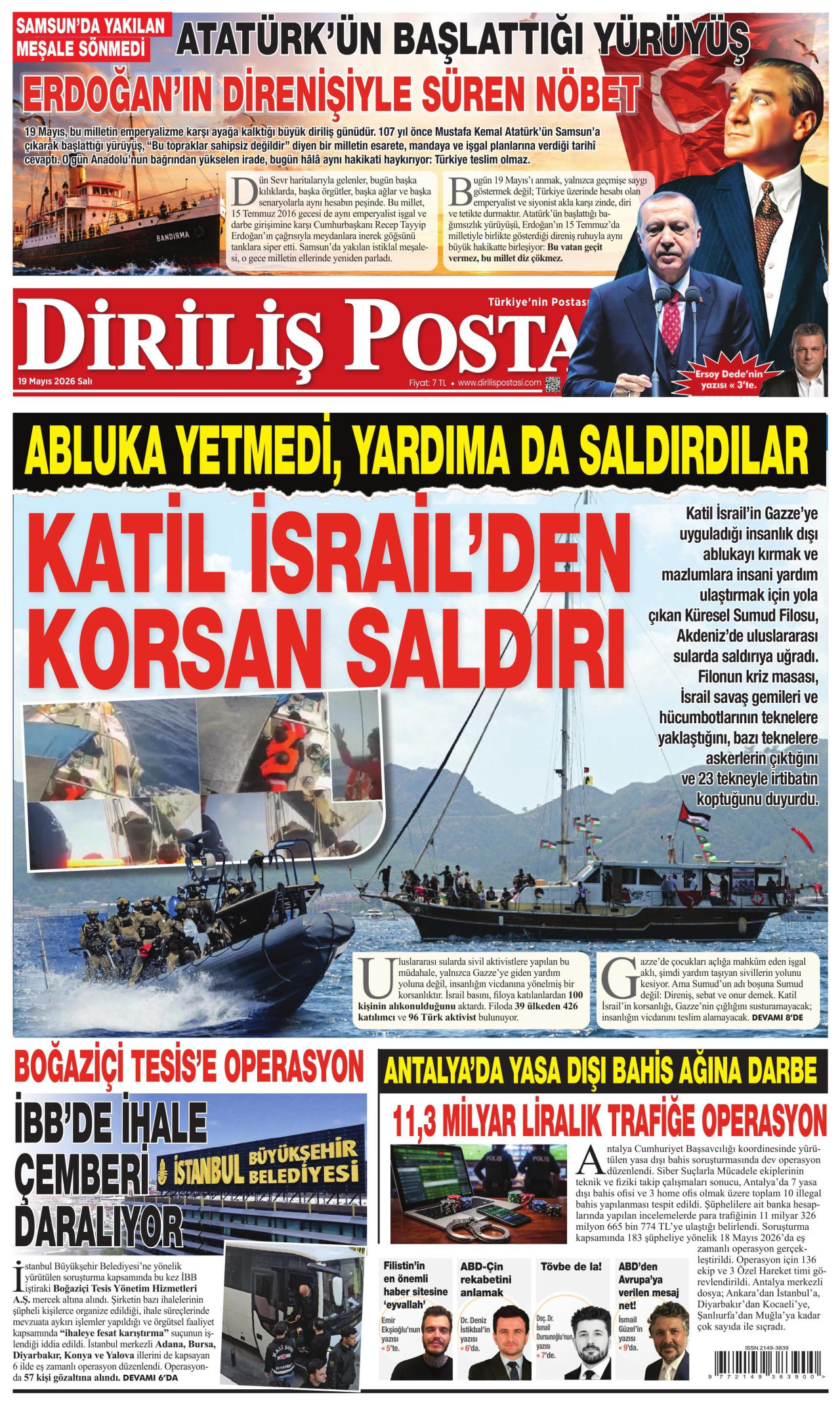 DİRİLİŞ POSTASI gazetesinin 19 Mayıs 2026 tarihli birinci sayfası