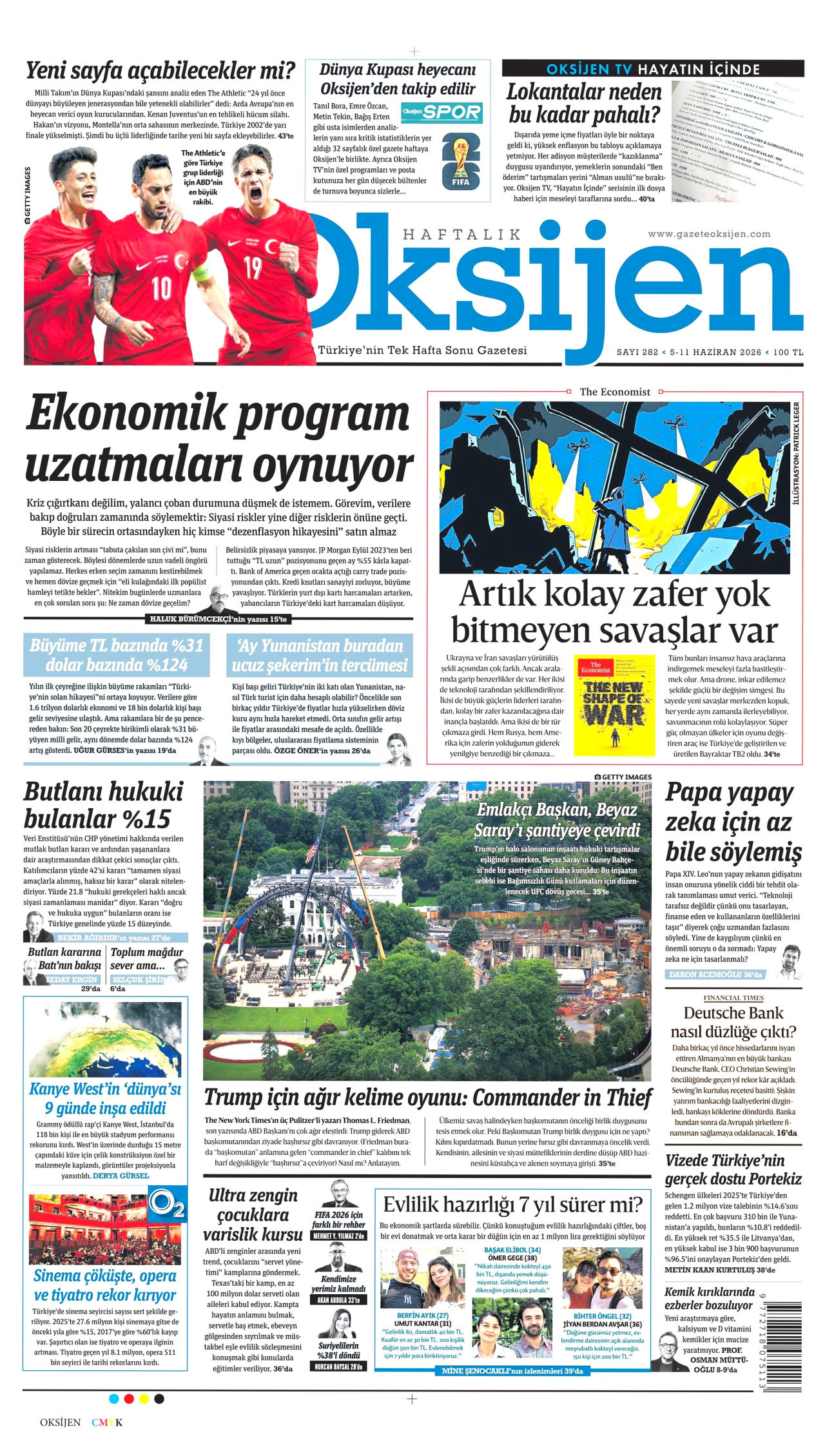 OKSİJEN gazetesinin 5 Haziran 2026 tarihli birinci sayfası
