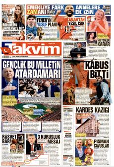TAKVİM 1 Ağustos 2026 gazete manşeti