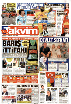 TAKVİM 9 Ağustos 2026 gazete manşeti