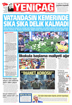 YENİÇAĞ 15 Ağustos 2026 gazete manşeti