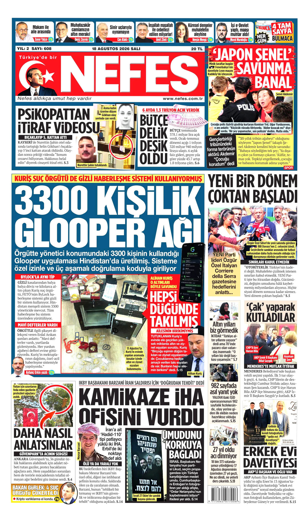 NEFES 18 Ağustos 2026 Gazete Manşeti Büyük
