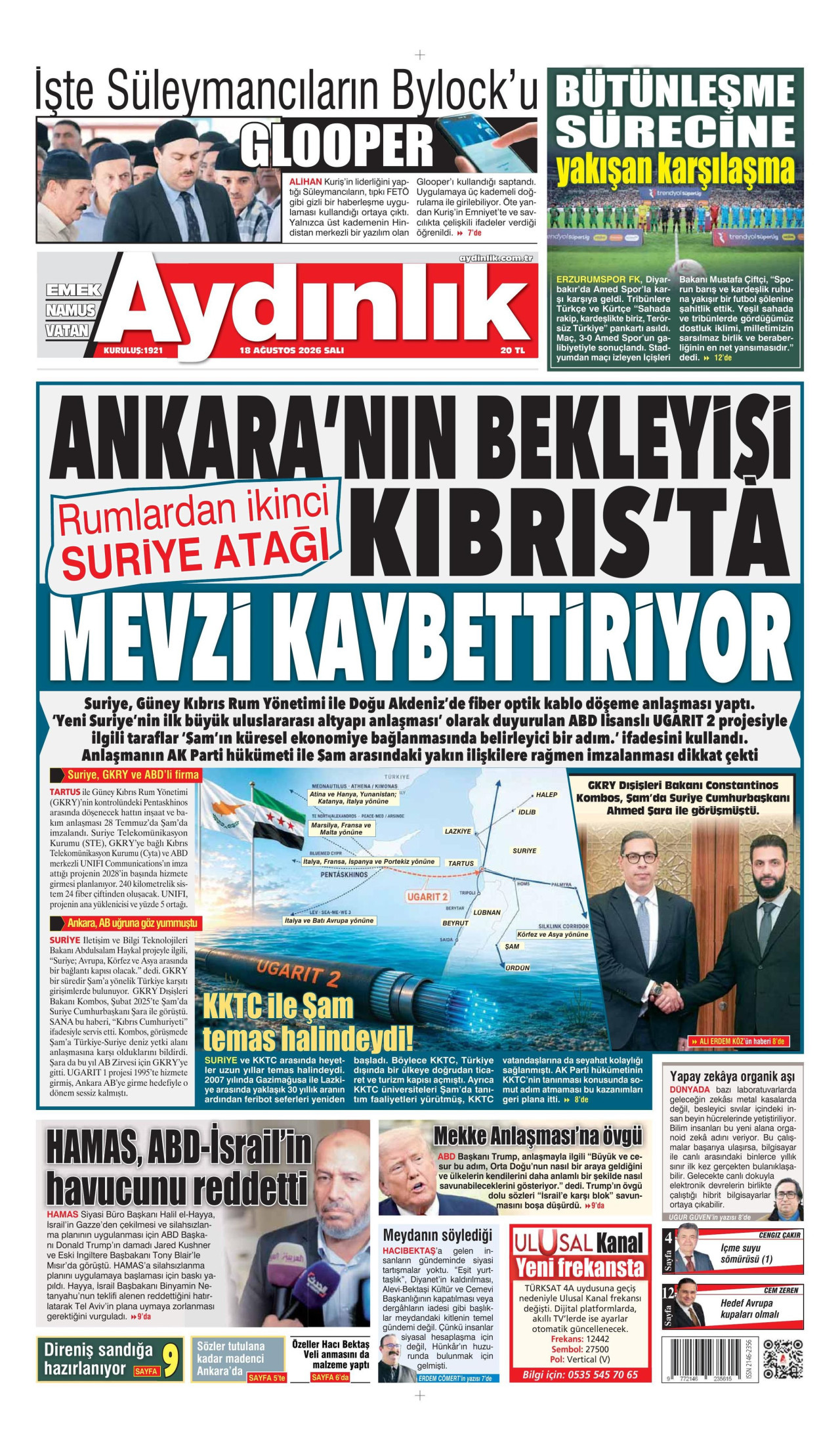 AYDINLIK GAZETESİ 18 Ağustos 2026 Gazete Manşeti Büyük