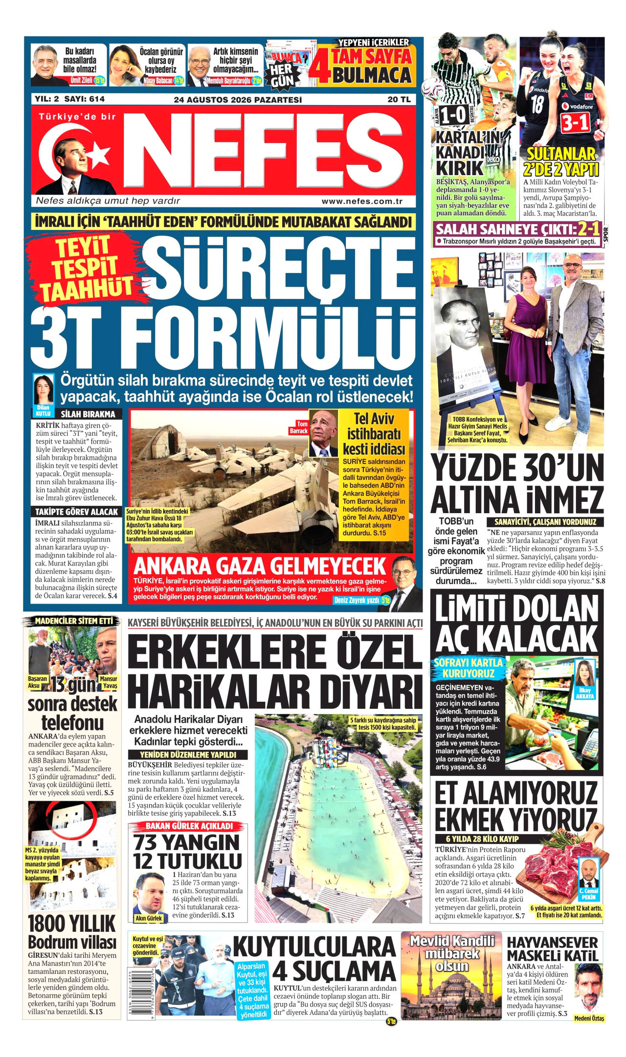 NEFES 24 Ağustos 2026 Gazete Manşeti Büyük