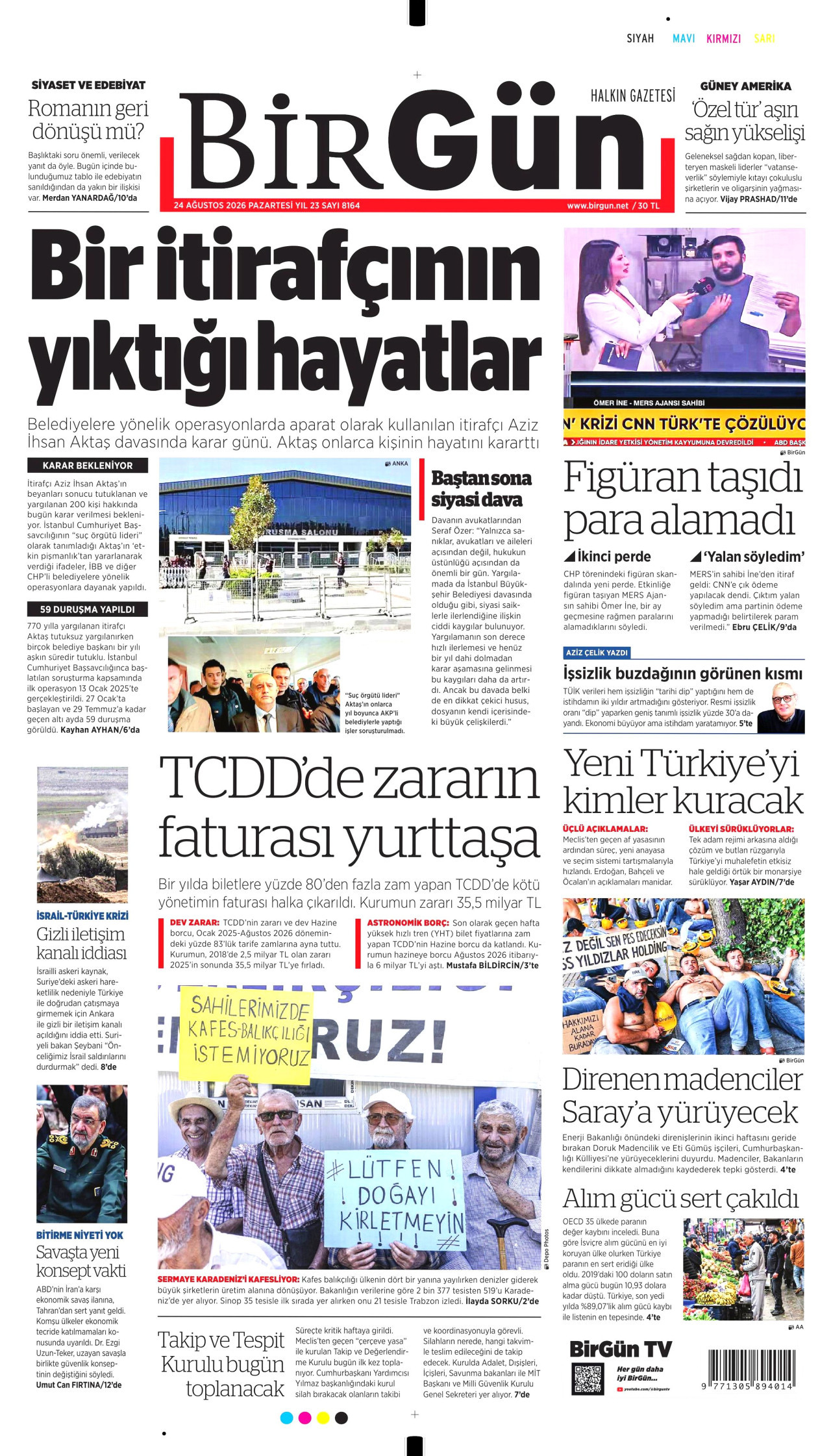 BİRGÜN 24 Ağustos 2026 Gazete Manşeti Büyük