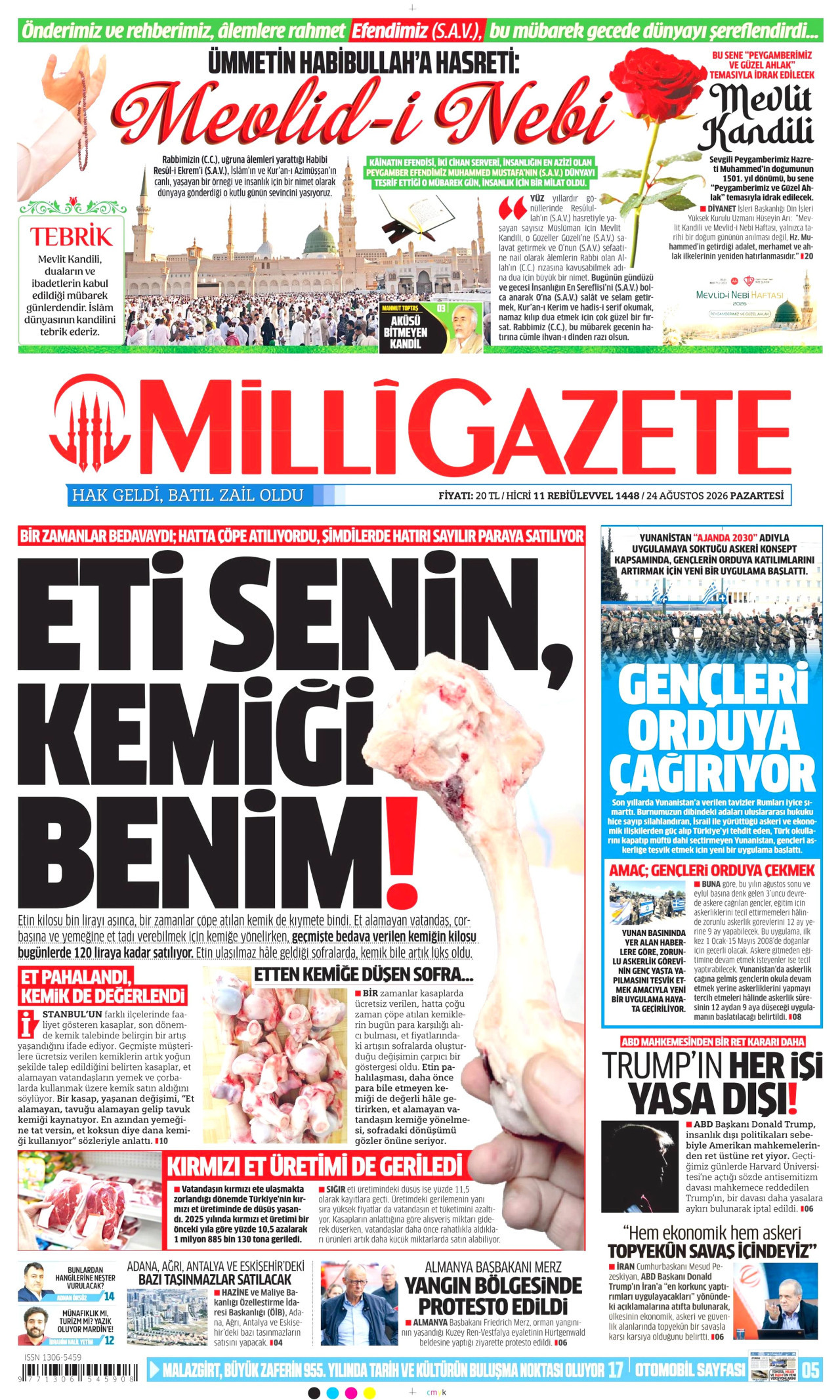 MİLLİ GAZETE 24 Ağustos 2026 Gazete Manşeti Büyük