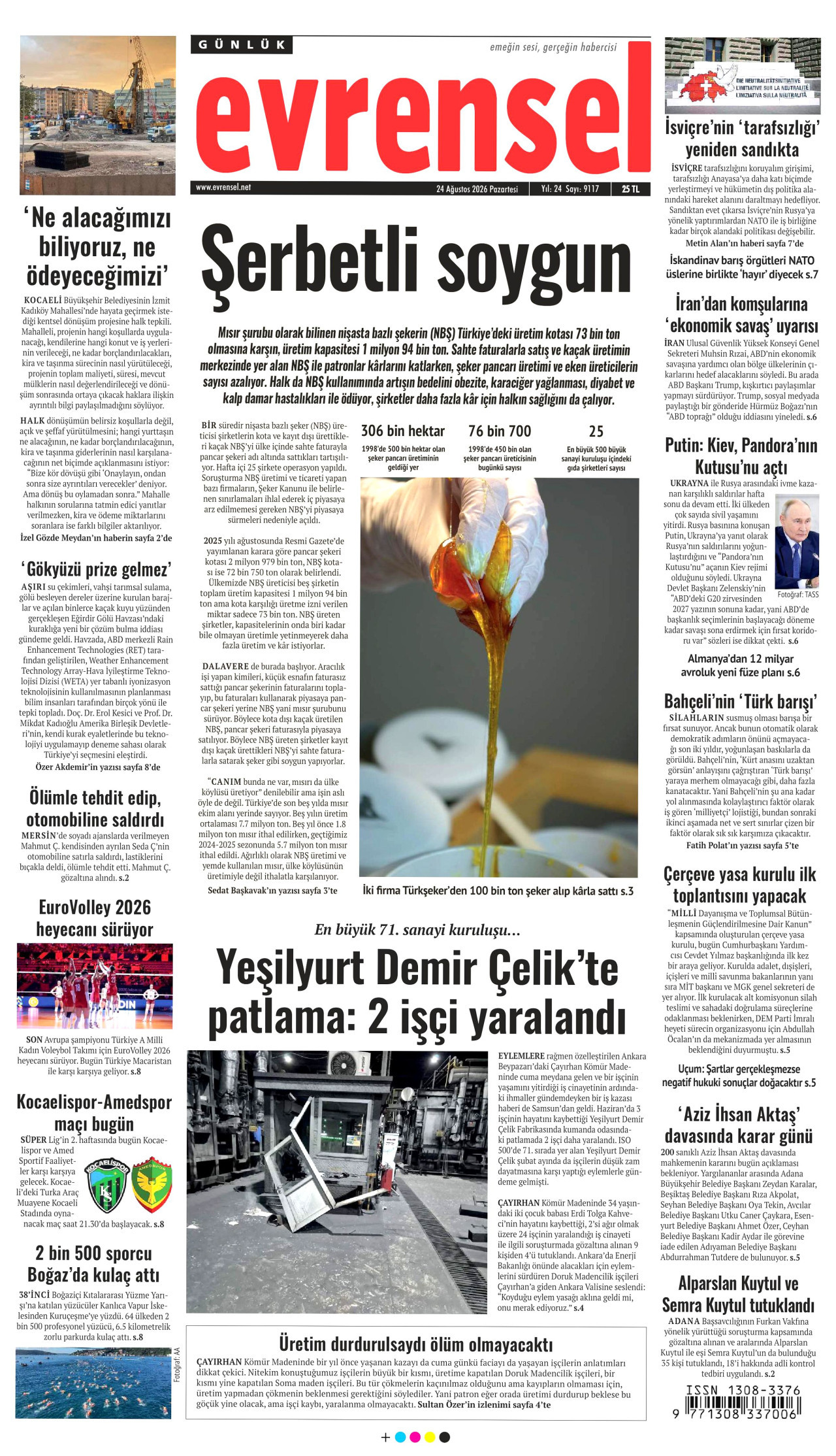 EVRENSEL 24 Ağustos 2026 Gazete Manşeti Büyük