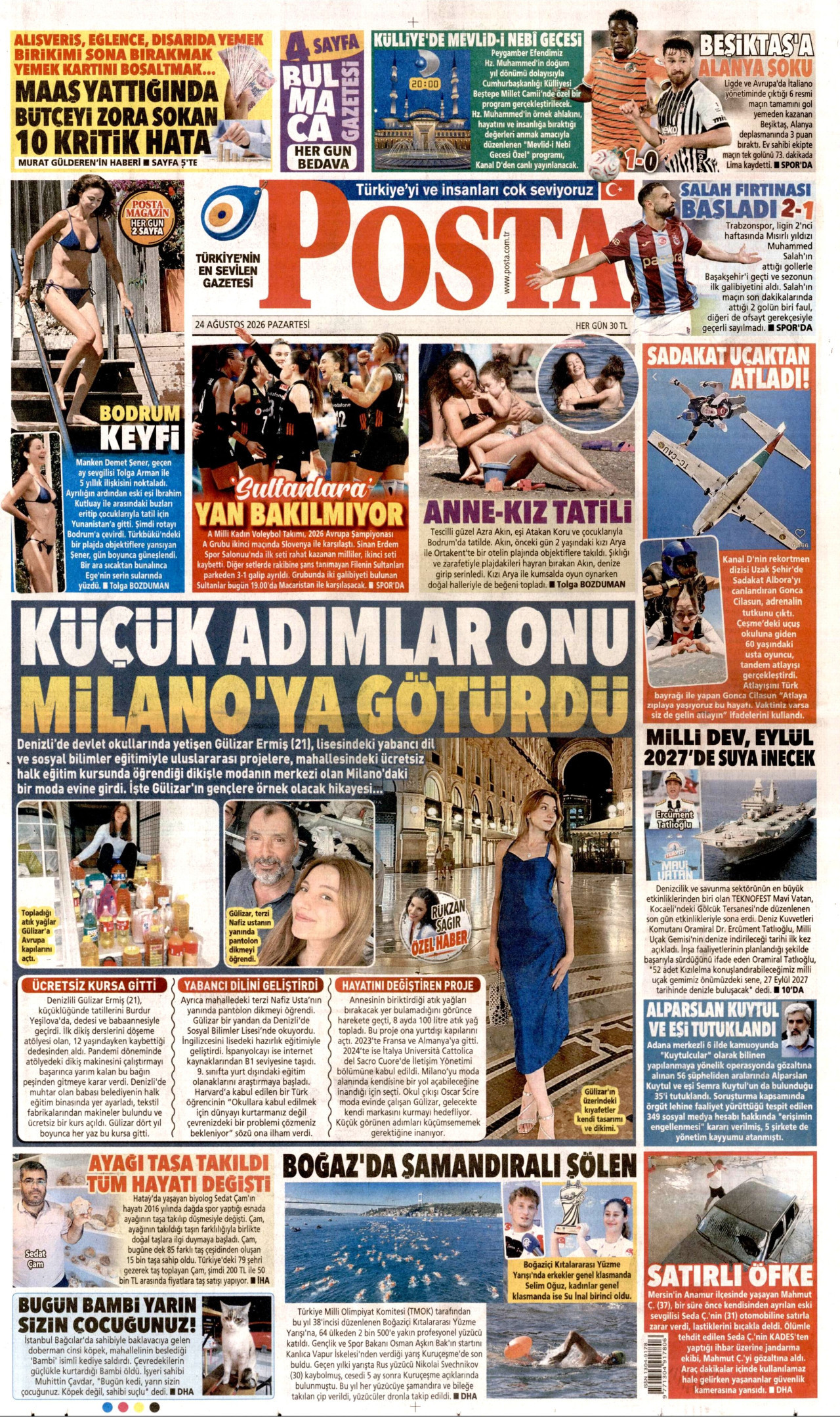 POSTA 24 Ağustos 2026 Gazete Manşeti Büyük