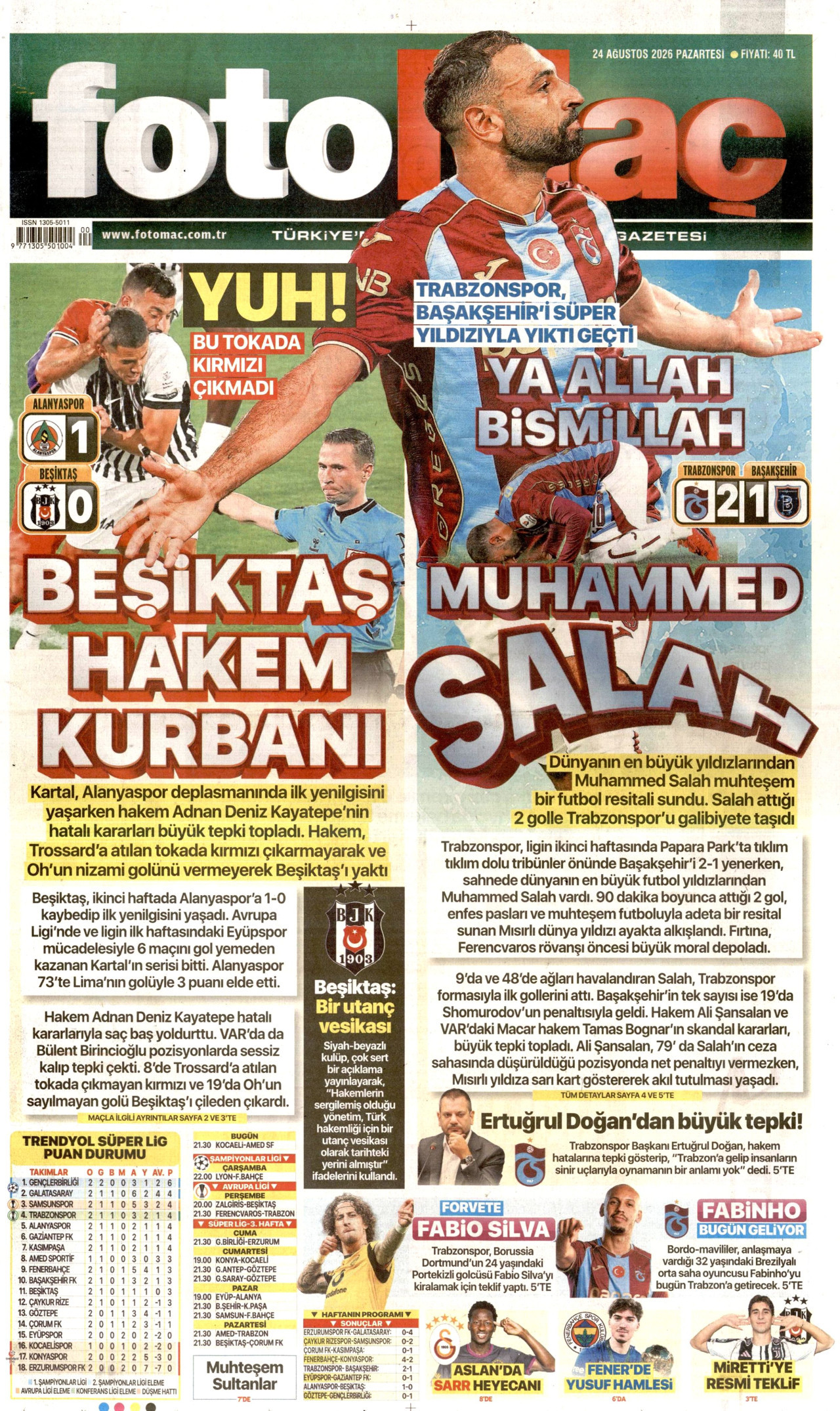 FOTOMAÇ 24 Ağustos 2026 Gazete Manşeti Büyük