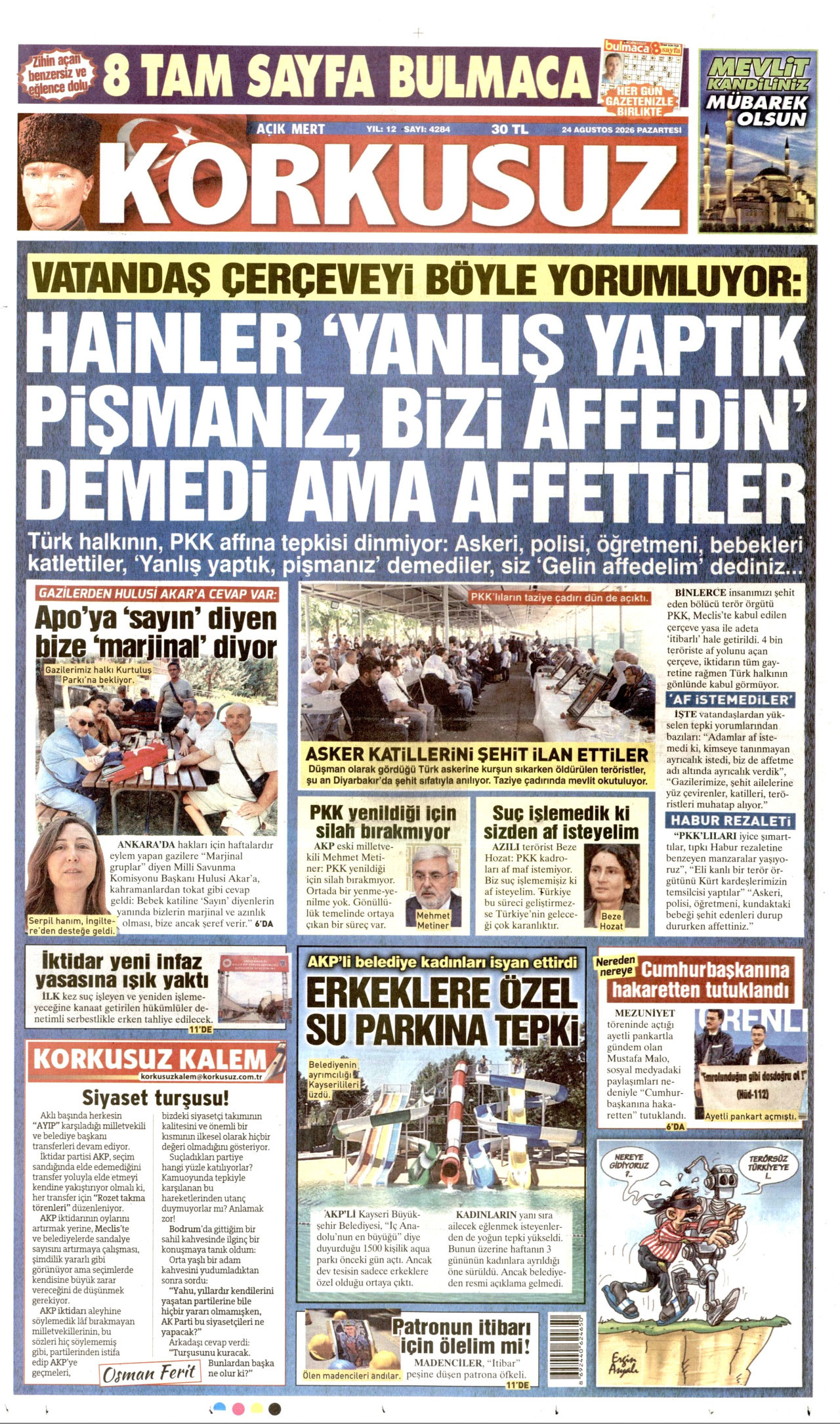 KORKUSUZ 24 Ağustos 2026 Gazete Manşeti Büyük