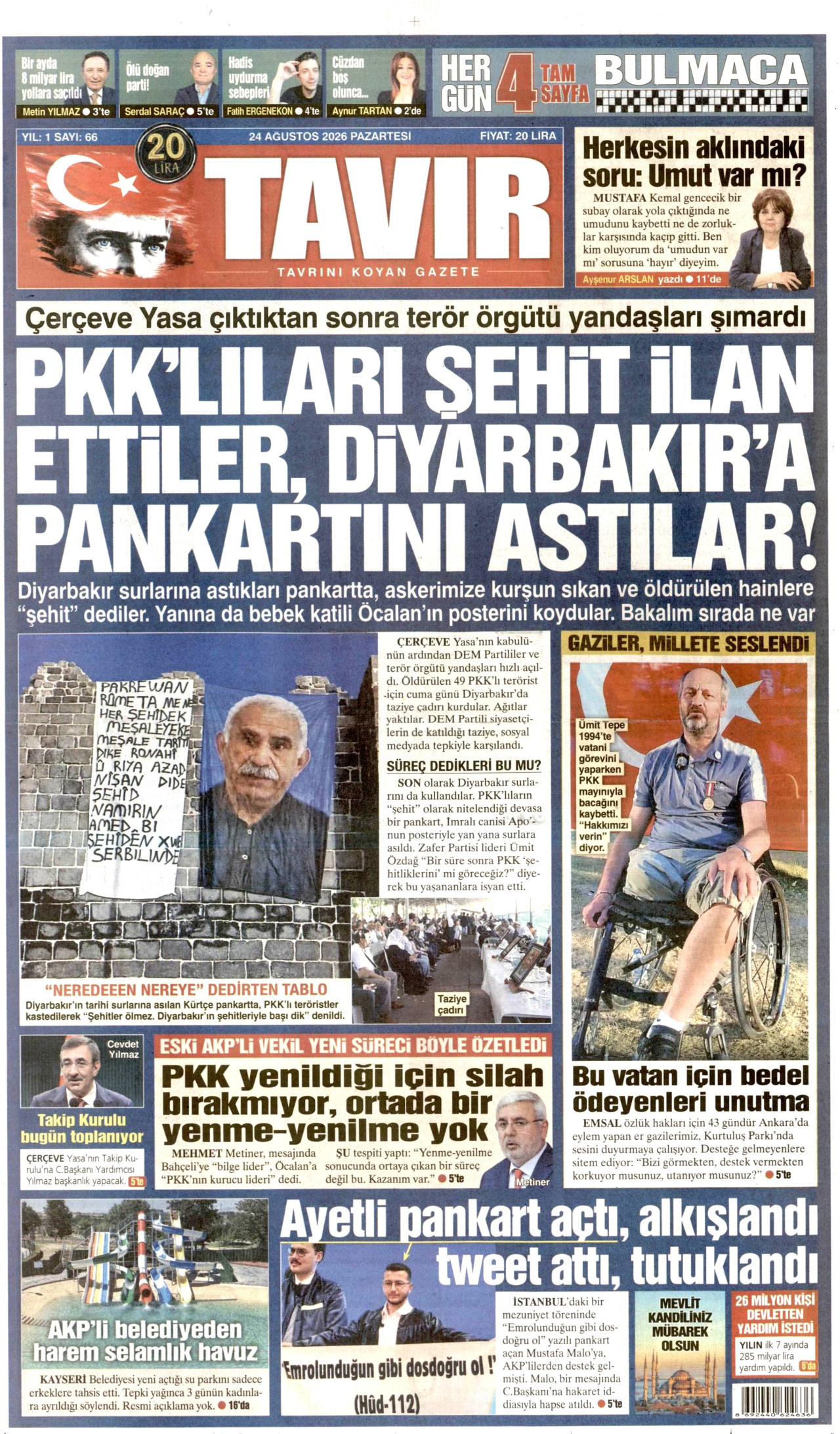 TAVIR GAZETESİ 24 Ağustos 2026 Gazete Manşeti Büyük