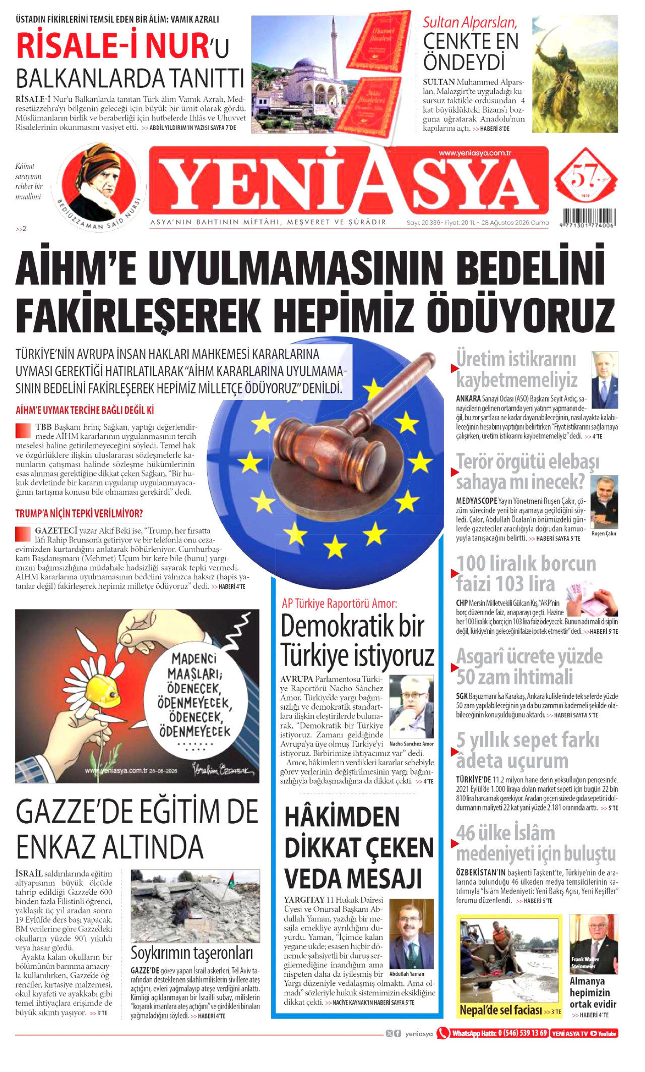 YENİ ASYA 28 Ağustos 2026 Gazete Manşeti Büyük