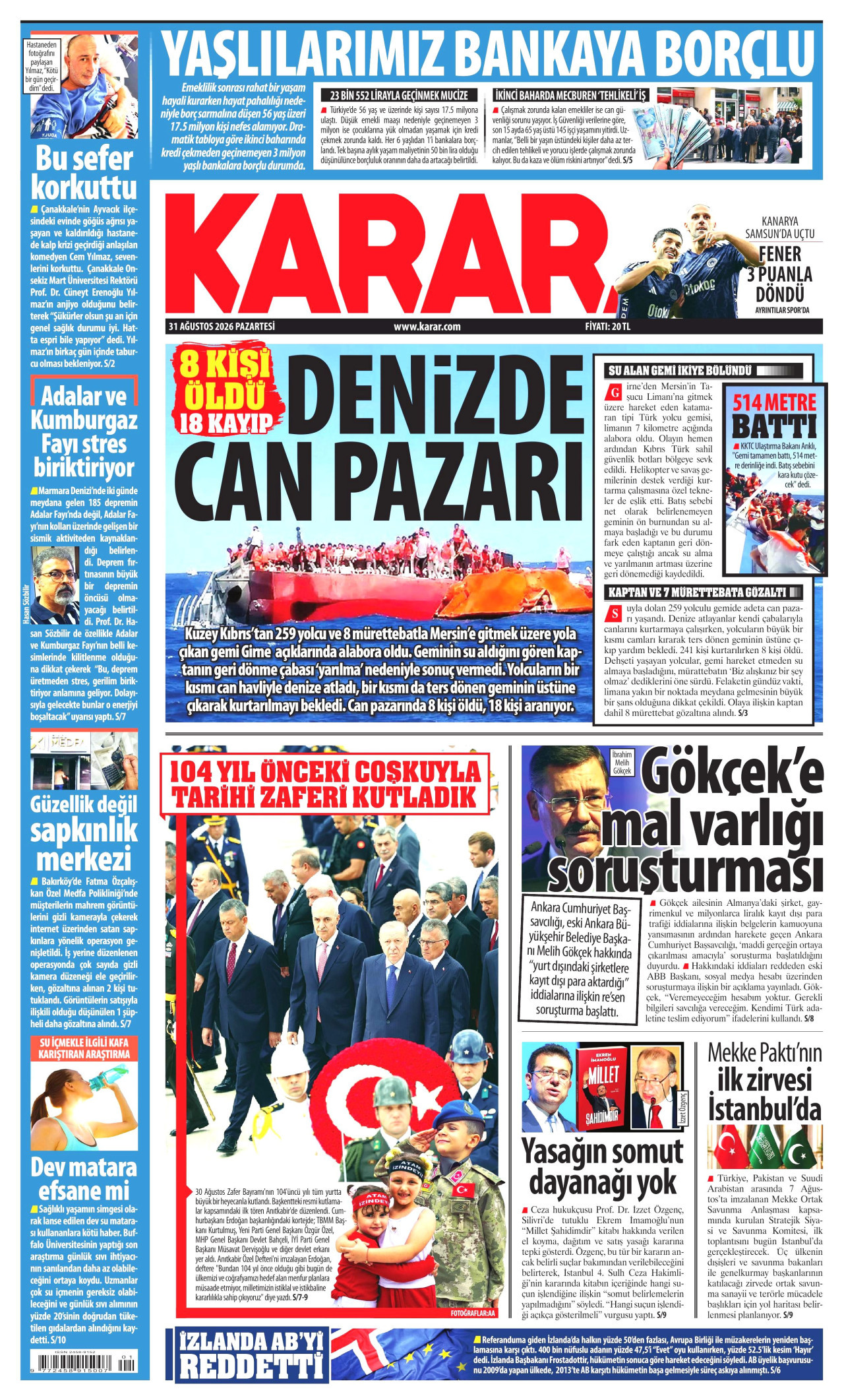 KARAR 31 Ağustos 2026 Gazete Manşeti Büyük