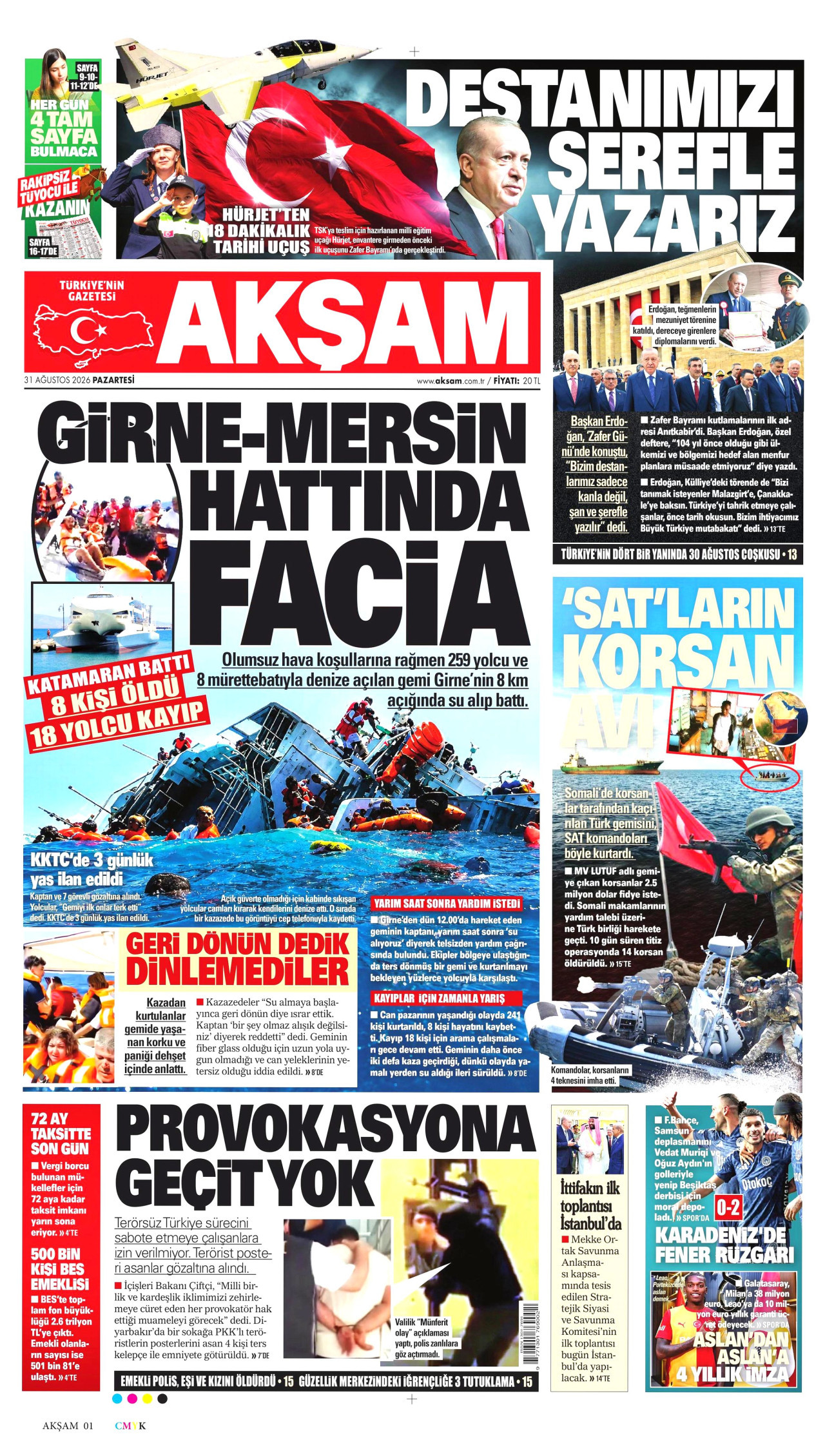 AKŞAM 31 Ağustos 2026 Gazete Manşeti Büyük