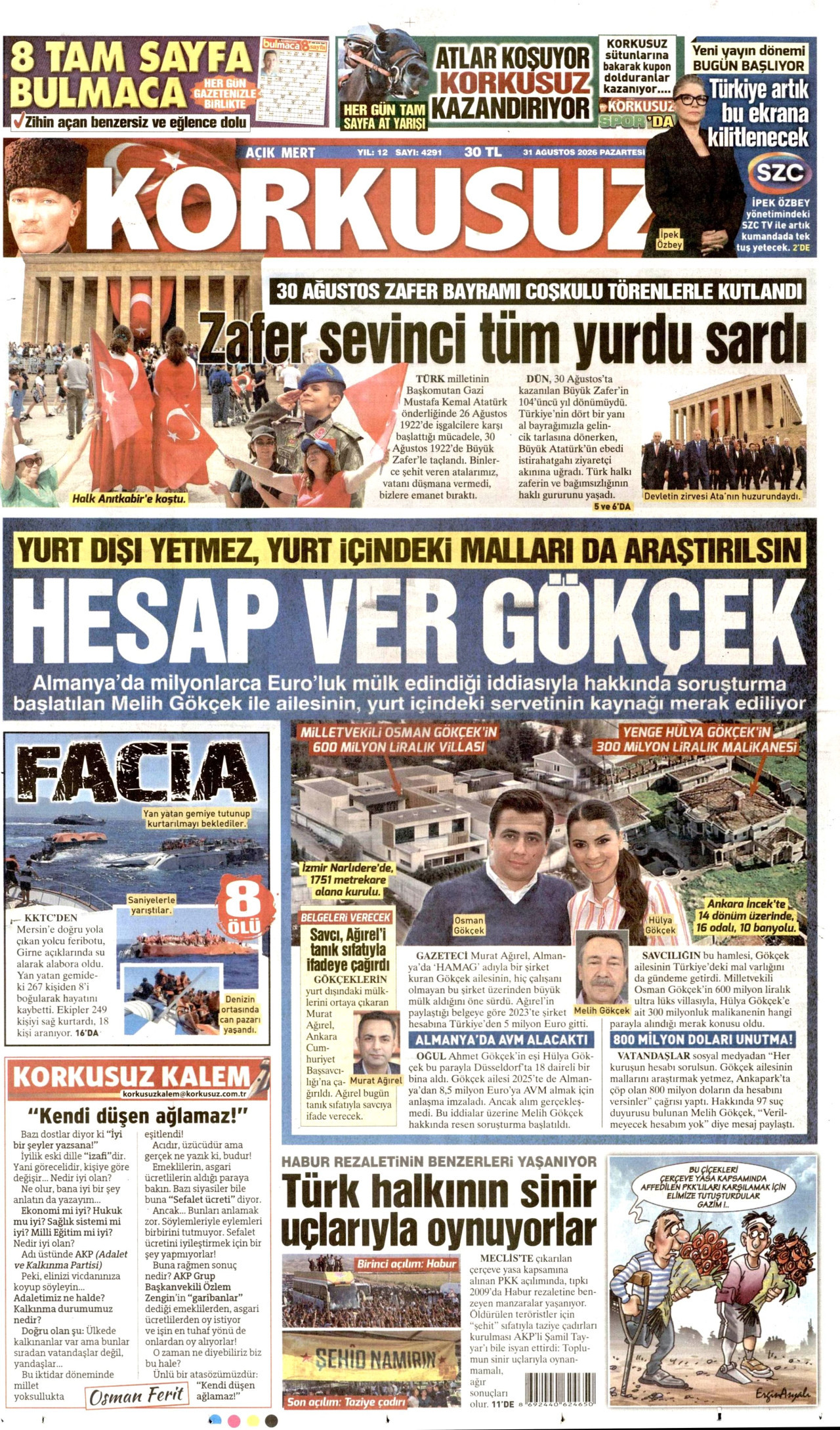 KORKUSUZ 31 Ağustos 2026 Gazete Manşeti Büyük