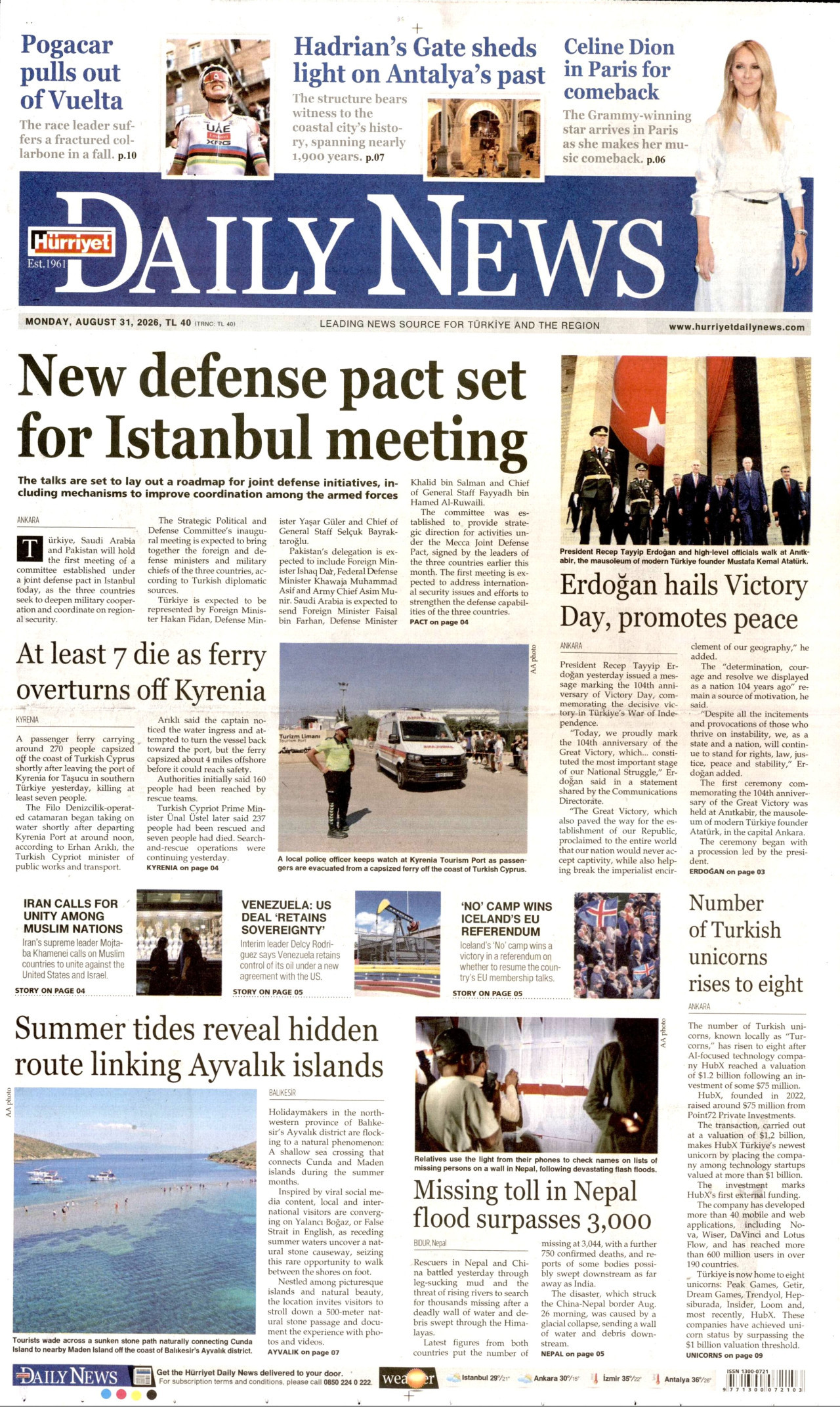 HÜRRİYET DAİLY NEWS 31 Ağustos 2026 Gazete Manşeti Büyük
