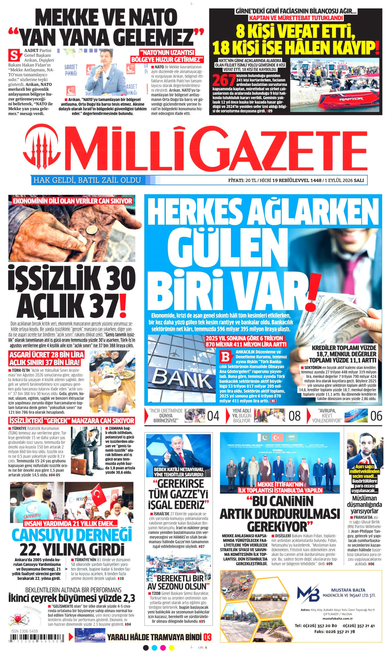 MİLLİ GAZETE 1 Eylül 2026 Gazete Manşeti Büyük