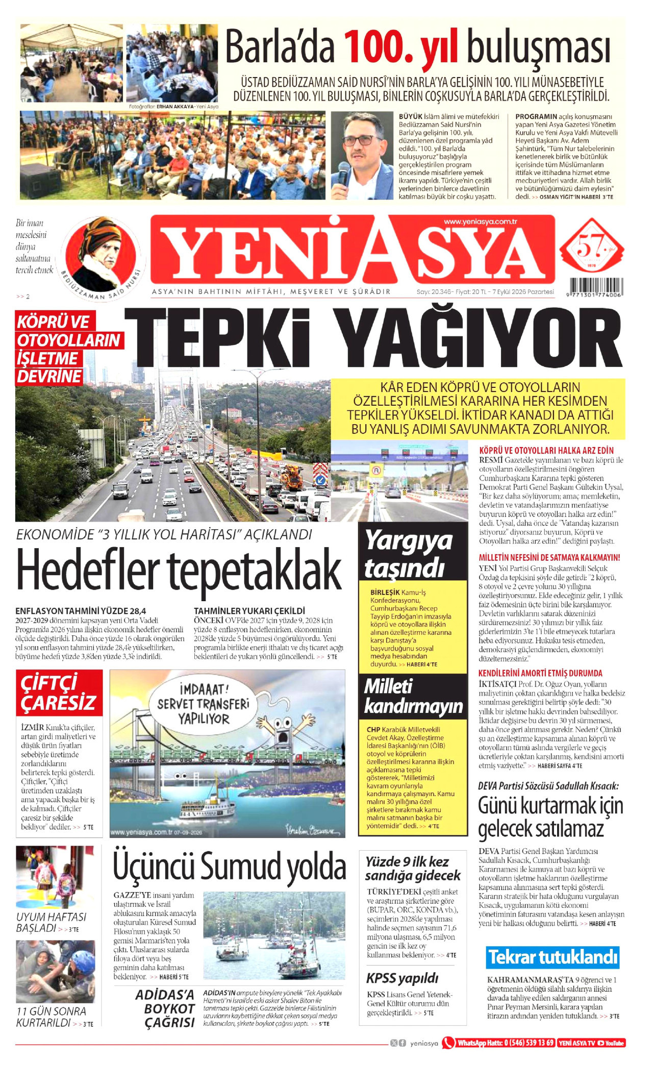 YENİ ASYA 7 Eylül 2026 Gazete Manşeti Büyük