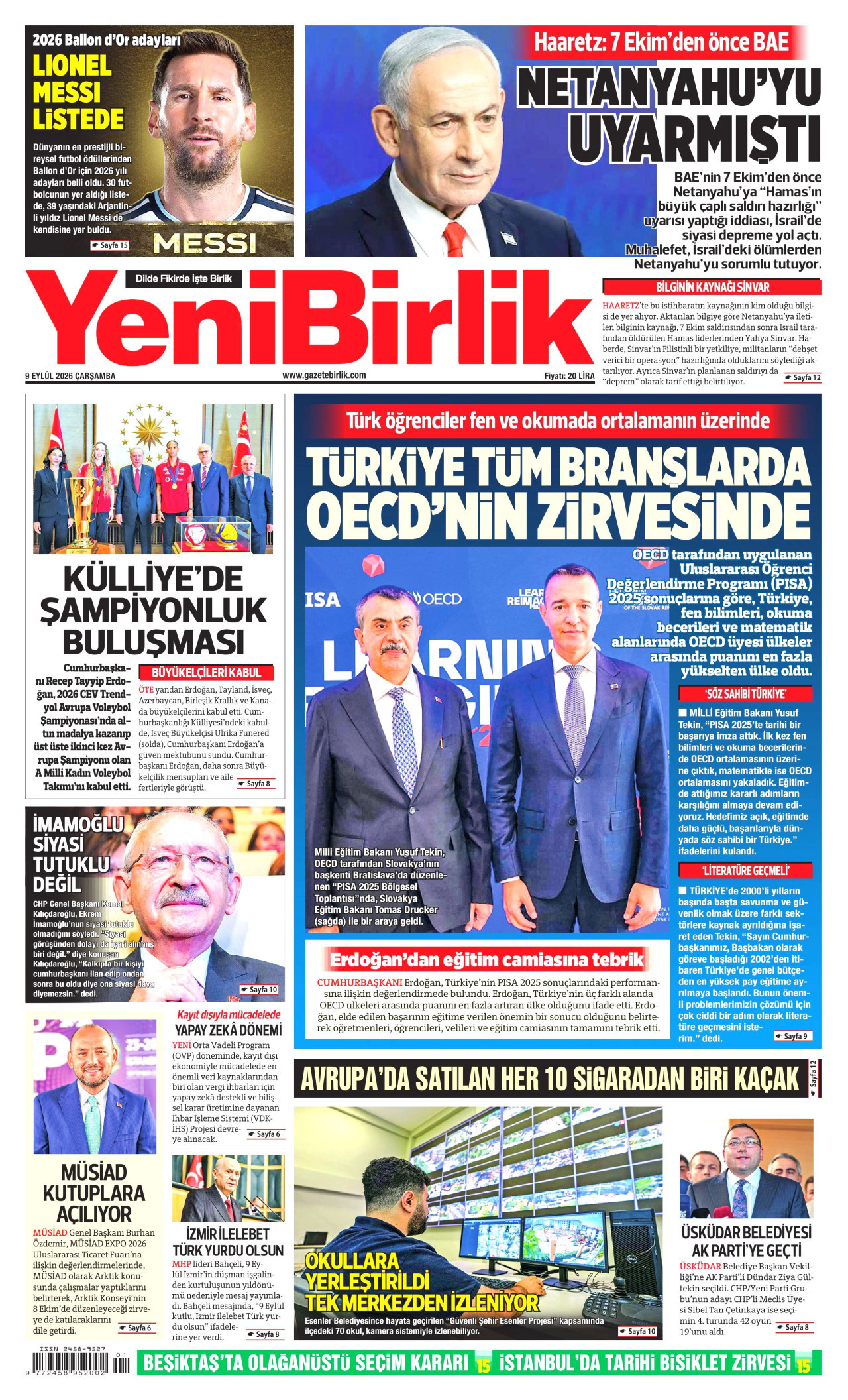 YENİBİRLİK 9 Eylül 2026 Gazete Manşeti Büyük