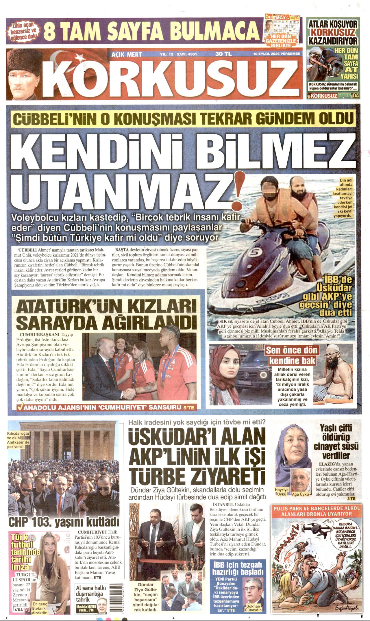 KORKUSUZ 10 Eylül 2026 Gazete Manşeti Büyük