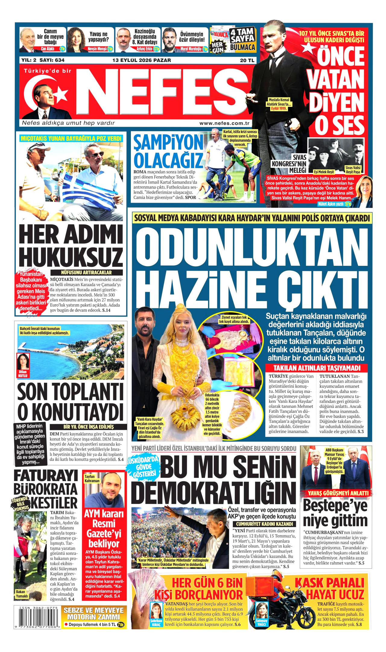 NEFES 13 Eylül 2026 Gazete Manşeti Büyük